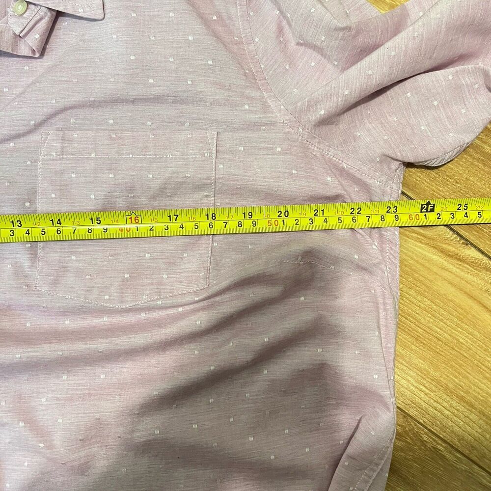 Talbots‎ Button Up Shirt Size 1X Pink Rolled Tab Sleeve Square Pattern Business - Picture 6 of 7